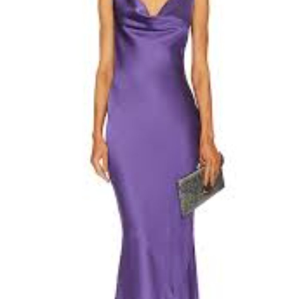 Norma Kamali Maria Cowl-Neck Sleeveless Satin Gown